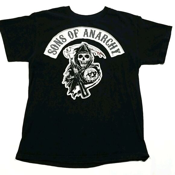 Sons Of Anarchy Graphic Tee Shirt Men's Size Medium Black White Reaper 2014 - Picture 1 of 4
